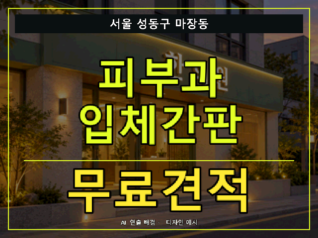 서울 성동구 마장동 피부과 입체간판 무료견적 안내 썸네일 · AI 연출 배경