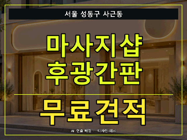 서울 성동구 사근동 마사지샵 후광간판 무료견적 안내 썸네일 · AI 연출 배경