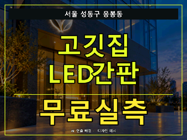서울 성동구 응봉동 고깃집 LED간판 무료실측 안내 썸네일 · AI 연출 배경