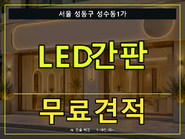 서울 성동구 성수동1가 LED간판 무료견적 안내 썸네일 · AI 연출 배경