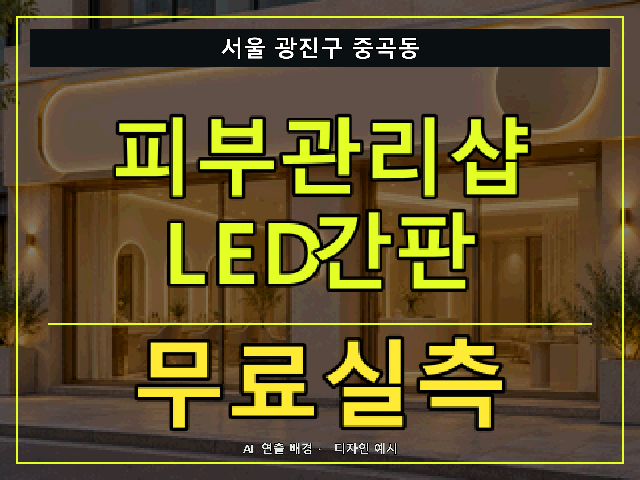 서울 광진구 중곡동 피부관리샵 LED간판 무료실측 안내 썸네일 · AI 연출 배경