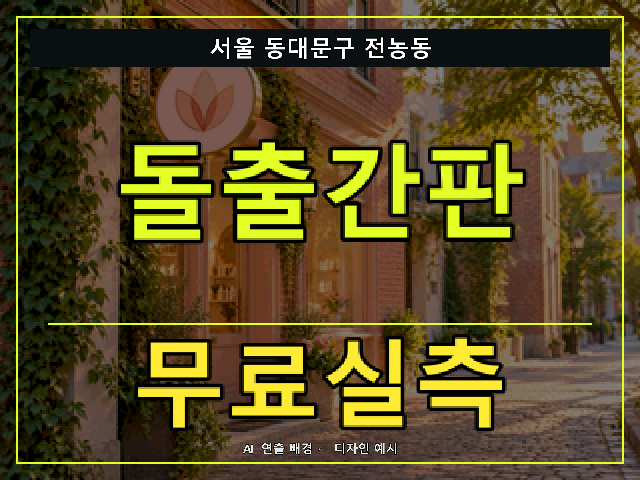 서울 동대문구 전농동 돌출간판 무료실측 안내 썸네일 · AI 연출 배경