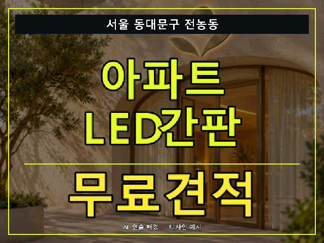 서울 동대문구 전농동 아파트 LED간판 무료견적 안내 썸네일 · AI 연출 배경