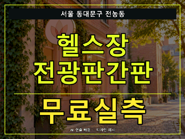 서울 동대문구 전농동 헬스장 전광판간판 무료실측 안내 썸네일 · AI 연출 배경