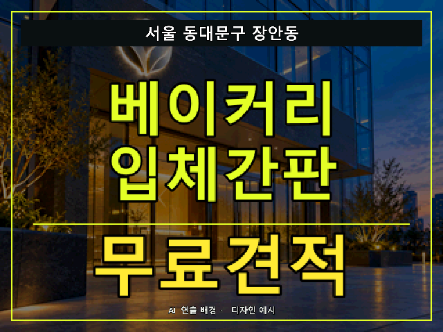 서울 동대문구 장안동 베이커리 입체간판 무료견적 안내 썸네일 · AI 연출 배경