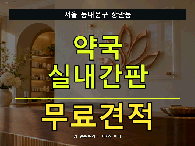 서울 동대문구 장안동 약국 실내간판 무료견적 안내 썸네일 · AI 연출 배경
