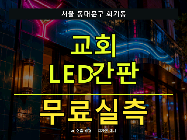 서울 동대문구 회기동 교회 LED간판 무료실측 안내 썸네일 · AI 연출 배경