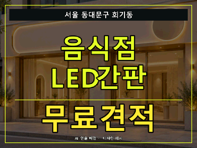 서울 동대문구 회기동 음식점 LED간판 무료견적 안내 썸네일 · AI 연출 배경