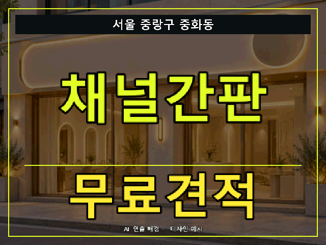 서울 중랑구 중화동 채널간판 무료견적 안내 썸네일 · AI 연출 배경