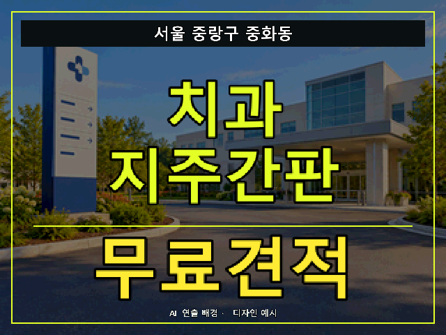서울 중랑구 중화동 치과 지주간판 무료견적 안내 썸네일 · AI 연출 배경