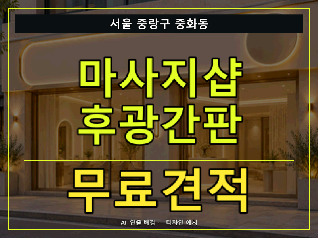 서울 중랑구 중화동 마사지샵 후광간판 무료견적 안내 썸네일 · AI 연출 배경