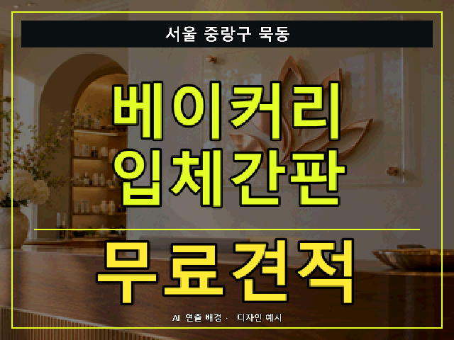 서울 중랑구 묵동 베이커리 입체간판 무료견적 안내 썸네일 · AI 연출 배경
