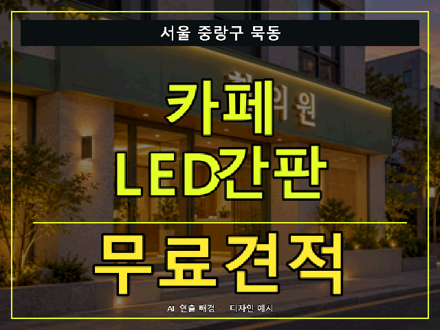 서울 중랑구 묵동 카페 LED간판 무료견적 안내 썸네일 · AI 연출 배경