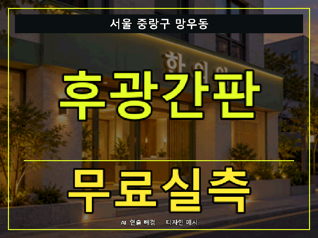 서울 중랑구 망우동 후광간판 무료실측 안내 썸네일 · AI 연출 배경