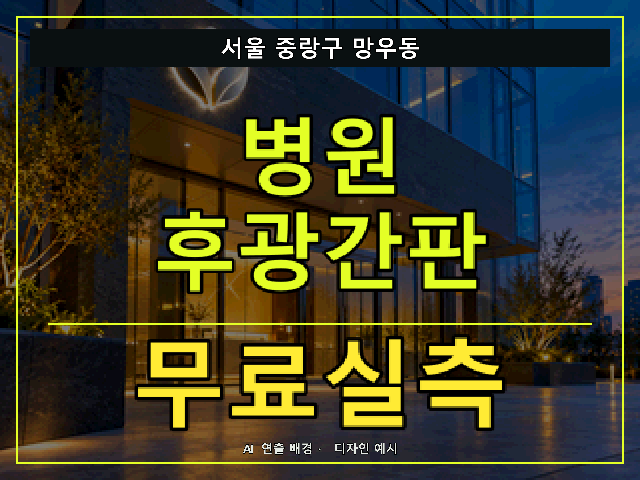 서울 중랑구 망우동 병원 후광간판 무료실측 안내 썸네일 · AI 연출 배경