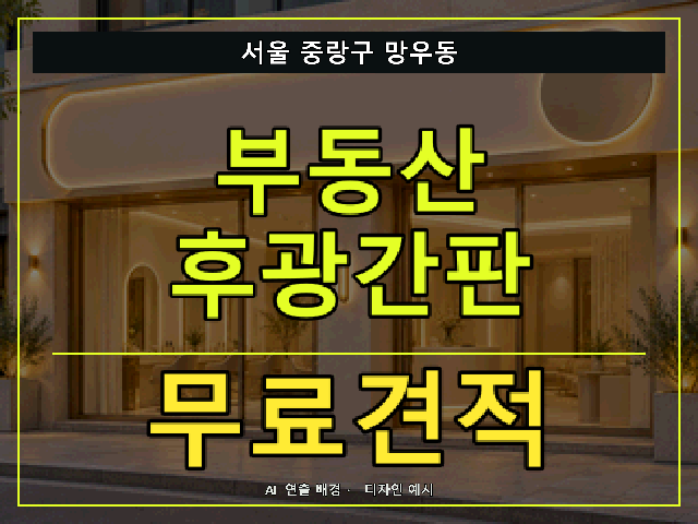서울 중랑구 망우동 부동산 후광간판 무료견적 안내 썸네일 · AI 연출 배경