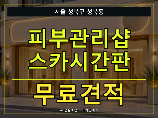 서울 성북구 성북동 피부관리샵 스카시간판 무료견적 안내 썸네일 · AI 연출 배경