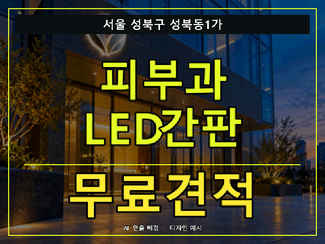 서울 성북구 성북동1가 피부과 LED간판 무료견적 안내 썸네일 · AI 연출 배경