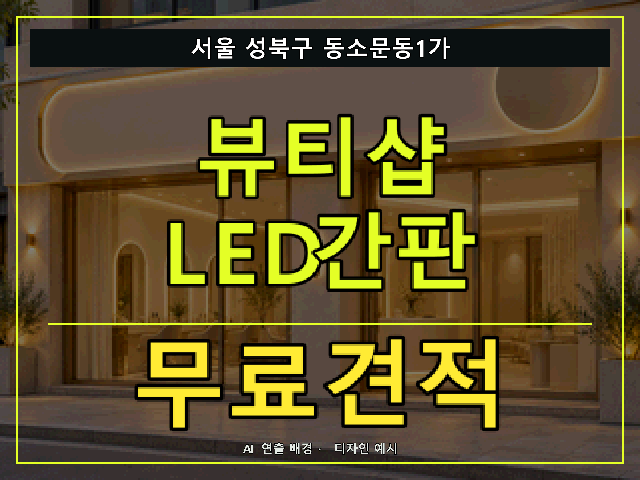 서울 성북구 동소문동1가 뷰티샵 LED간판 무료견적 안내 썸네일 · AI 연출 배경