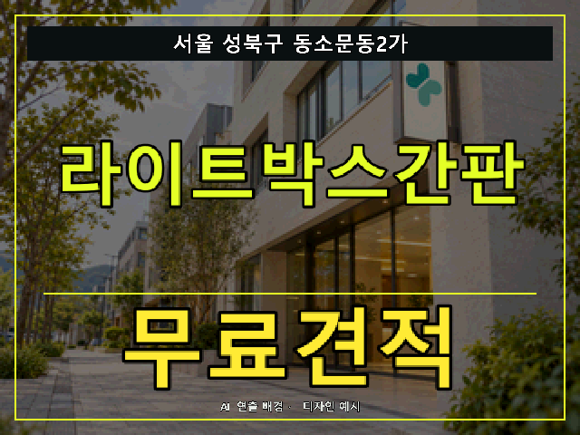 서울 성북구 동소문동2가 라이트박스간판 무료견적 안내 썸네일 · AI 연출 배경
