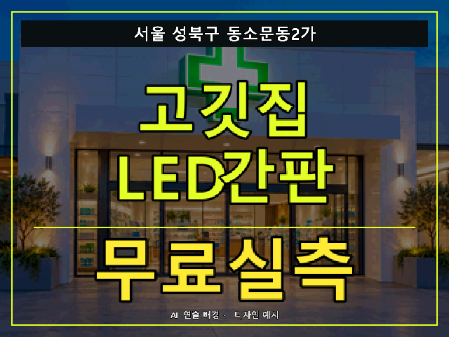 서울 성북구 동소문동2가 고깃집 LED간판 무료실측 안내 썸네일 · AI 연출 배경