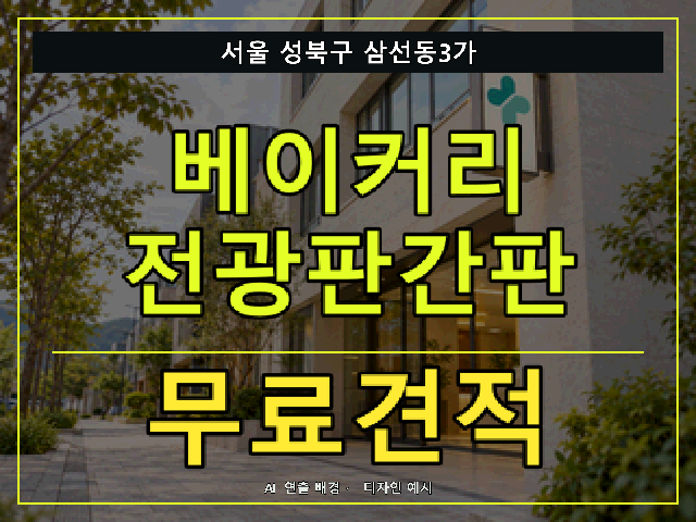 서울 성북구 삼선동3가 베이커리 전광판간판 무료견적 안내 썸네일 · AI 연출 배경