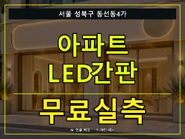 서울 성북구 동선동4가 아파트 LED간판 무료실측 안내 썸네일 · AI 연출 배경