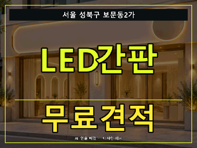 서울 성북구 보문동2가 LED간판 무료견적 안내 썸네일 · AI 연출 배경