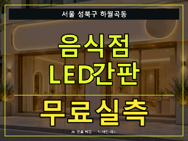 서울 성북구 하월곡동 음식점 LED간판 무료실측 안내 썸네일 · AI 연출 배경
