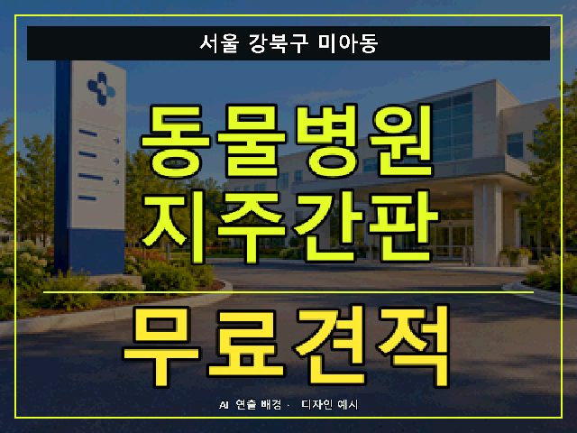 서울 강북구 미아동 동물병원 지주간판 무료견적 안내 썸네일 · AI 연출 배경