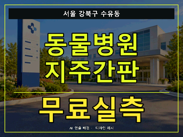 서울 강북구 수유동 동물병원 지주간판 무료실측 안내 썸네일 · AI 연출 배경