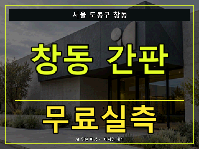 서울 도봉구 창동 간판 제작 무료실측 안내 썸네일 · AI 연출 배경