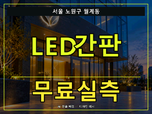 서울 노원구 월계동 LED간판 무료실측 안내 썸네일 · AI 연출 배경