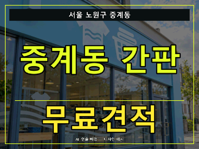 서울 노원구 중계동 간판 제작 무료견적 안내 썸네일 · AI 연출 배경