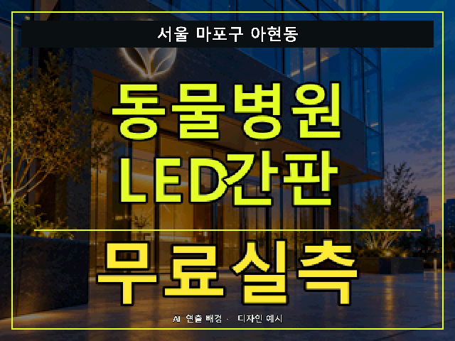 서울 마포구 아현동 동물병원 LED간판 무료실측 안내 썸네일 · AI 연출 배경