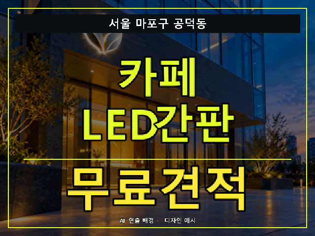 서울 마포구 공덕동 카페 LED간판 무료견적 안내 썸네일 · AI 연출 배경