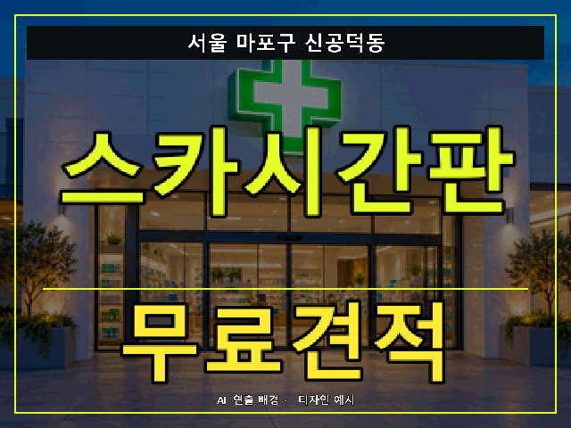 서울 마포구 신공덕동 스카시간판 무료견적 안내 썸네일 · AI 연출 배경