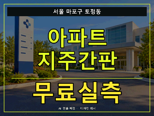 서울 마포구 토정동 아파트 지주간판 무료실측 안내 썸네일 · AI 연출 배경