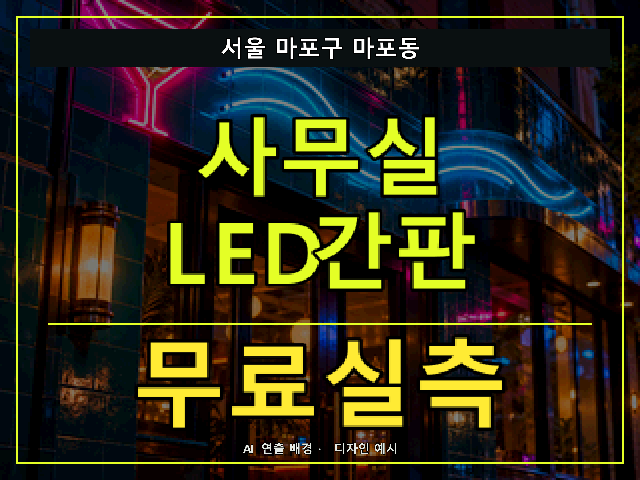 서울 마포구 마포동 사무실 LED간판 무료실측 안내 썸네일 · AI 연출 배경