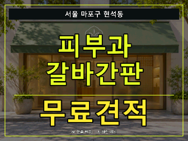 서울 마포구 현석동 피부과 갈바간판 무료견적 안내 썸네일 · AI 연출 배경
