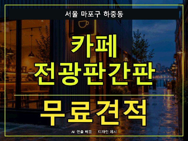 서울 마포구 하중동 카페 전광판간판 무료견적 안내 썸네일 · AI 연출 배경