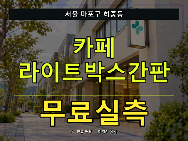 서울 마포구 하중동 카페 라이트박스간판 무료실측 안내 썸네일 · AI 연출 배경