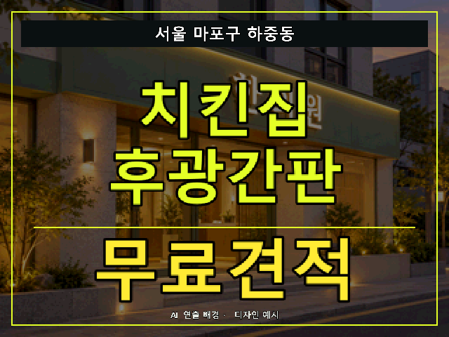 서울 마포구 하중동 치킨집 후광간판 무료견적 안내 썸네일 · AI 연출 배경