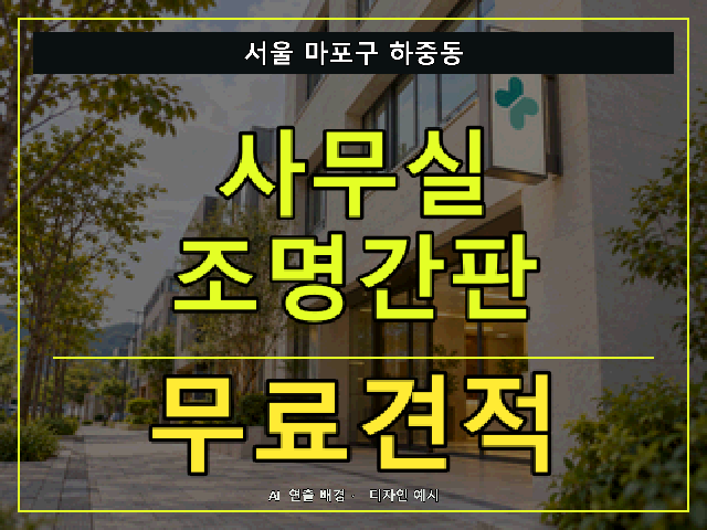 서울 마포구 하중동 사무실 조명간판 무료견적 안내 썸네일 · AI 연출 배경