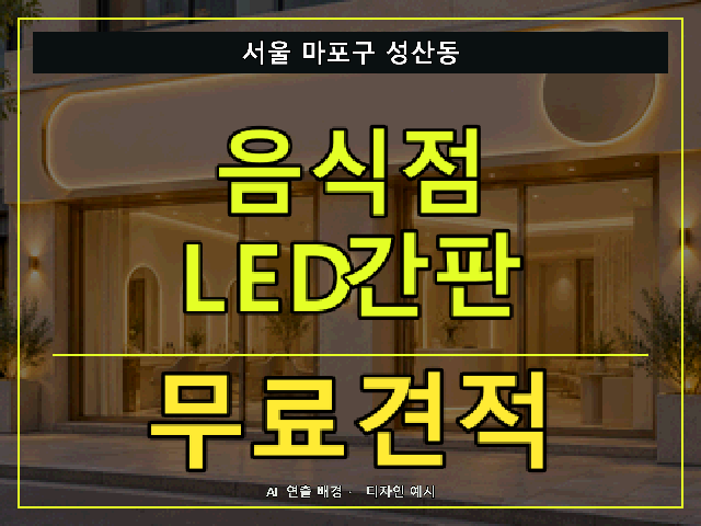 서울 마포구 성산동 음식점 LED간판 무료견적 안내 썸네일 · AI 연출 배경