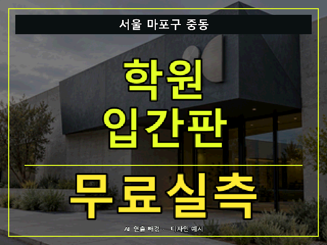 서울 마포구 중동 학원 입간판 무료실측 안내 썸네일 · AI 연출 배경