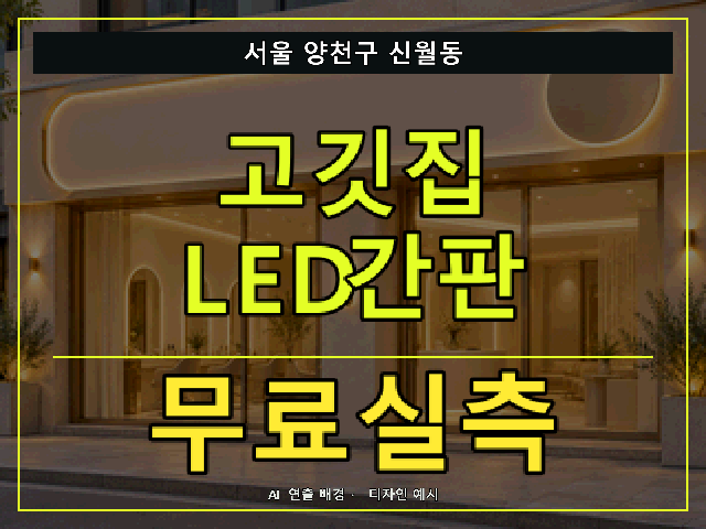 서울 양천구 신월동 고깃집 LED간판 무료실측 안내 썸네일 · AI 연출 배경