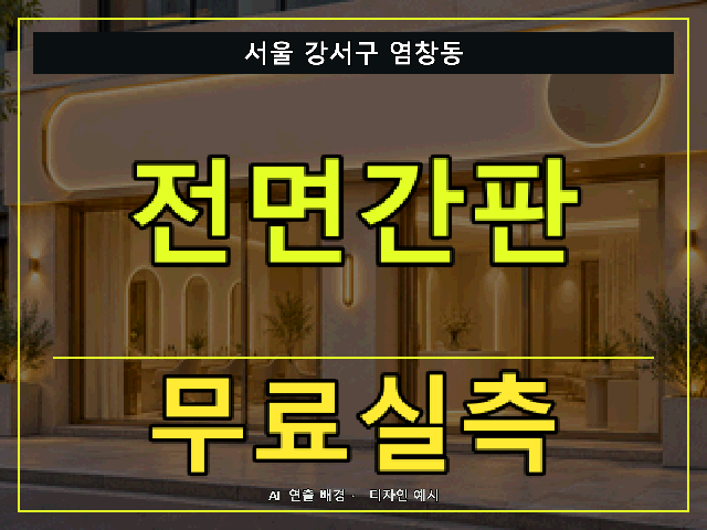 서울 강서구 염창동 전면간판 무료실측 안내 썸네일 · AI 연출 배경