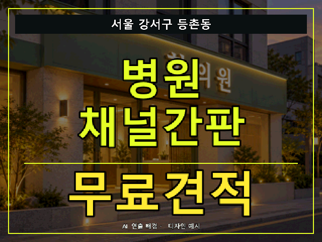 서울 강서구 등촌동 병원 채널간판 무료견적 안내 썸네일 · AI 연출 배경