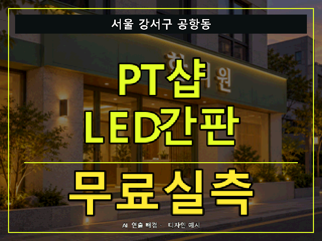 서울 강서구 공항동 PT샵 LED간판 무료실측 안내 썸네일 · AI 연출 배경
